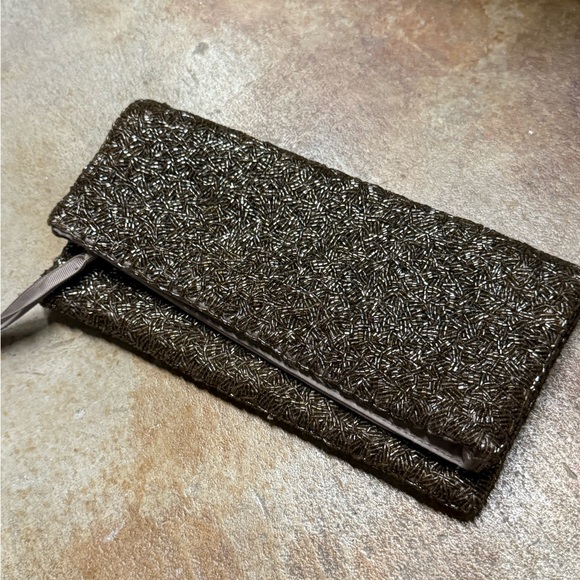 Elegant Brown Beaded Clutch - Picture 1 of 4